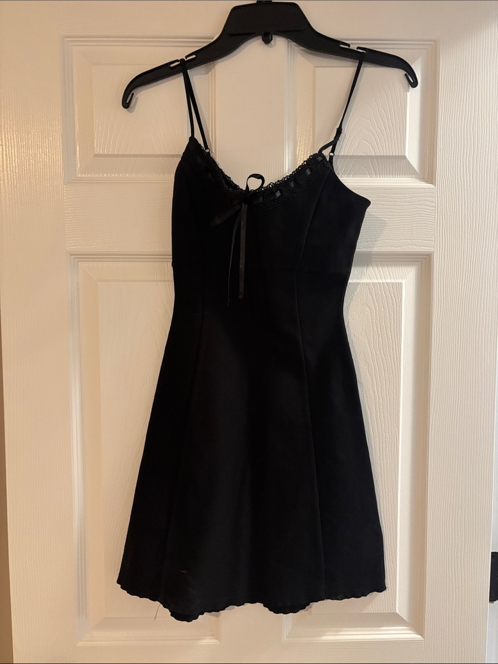 Urban Outfitters Spaghetti Strap Slip Dress with lace and ribbon detail: